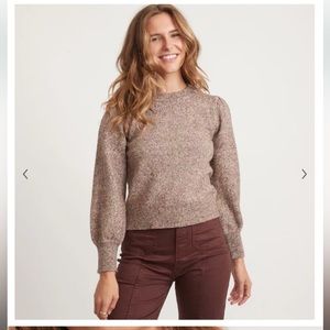 Marine Layer Alma Puff Sleeve Crewneck Sweater in Warm Multi Heather Size XL